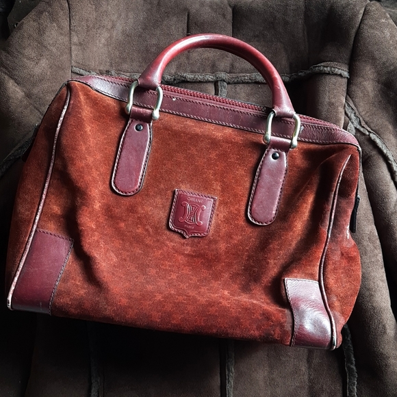 Celine Handbags - Celine Vintage Macadam Top Handle Red Boston Bag